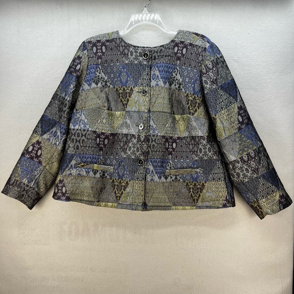 VTG Norton McNaughton Jacket Women's 1X Metallic Purple Gold Pockets Grandma